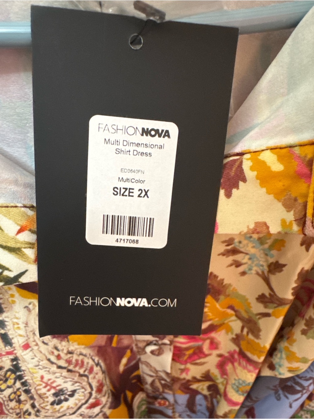 Fashion Nova Multi-Color Paisley Tie-Waist Long Sleeve Shirt Dress - Picture 3 of 3